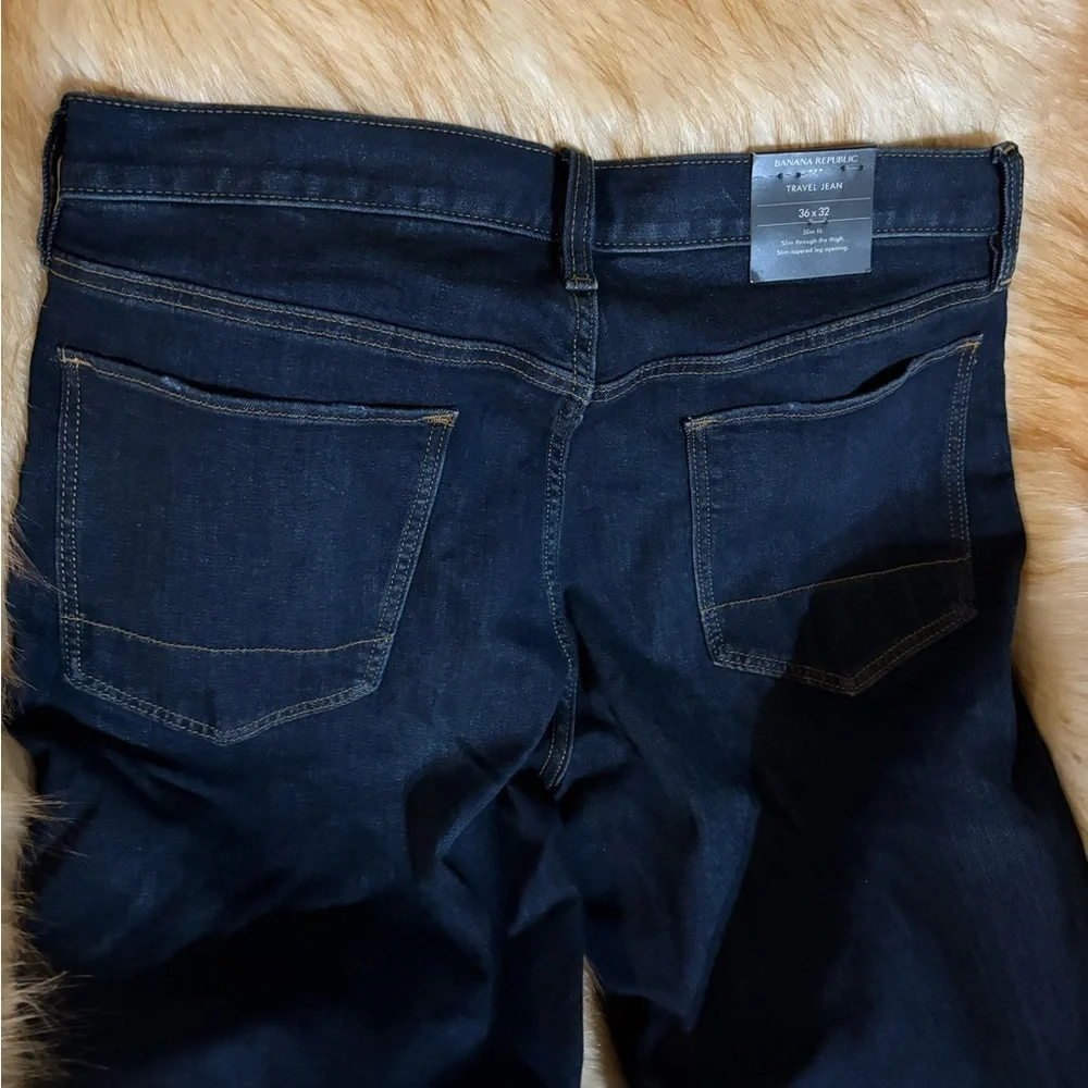 Banana Republic Travel Jeans Slim Fit Mens sz36 waist X 32 cotton stretch dark